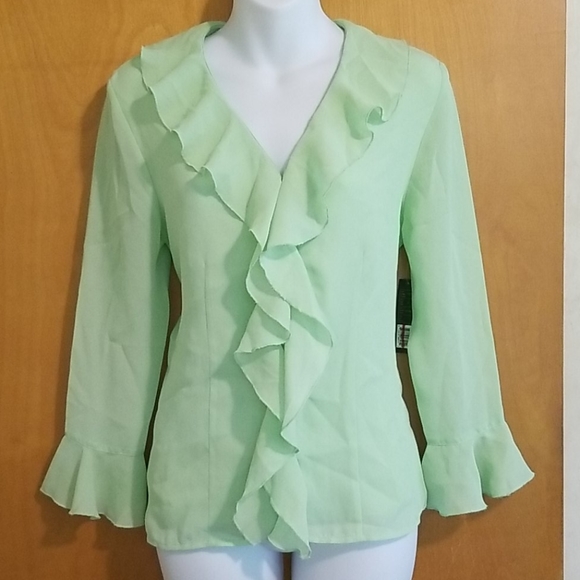 NWT Milano Silky Ruffle Flounce Blouse Small - Picture 12 of 12